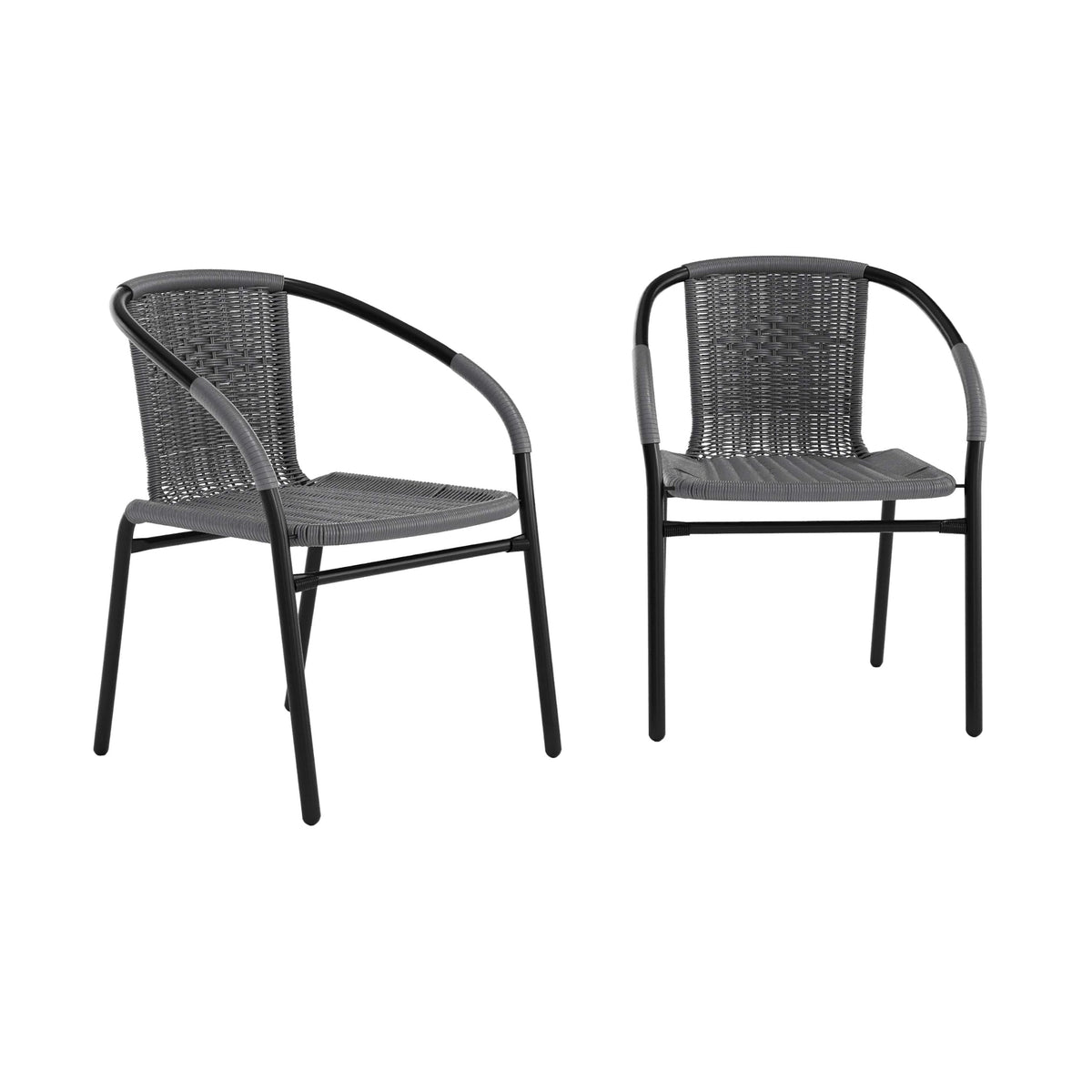 Flash Furniture Grey / Set of 2 / Contemporary Patio Dining Chairs