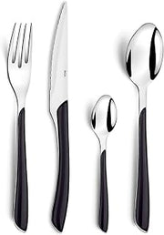 Amefa Polished & Rustproof 6 People Handles Dishwasher Safe Colourful Cutlery Set, Stainless steel, plastic, Black/Silver, 24-teilig