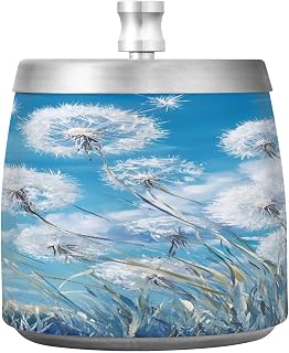 Dandelion Painting Splash Ashtray with Lid, Outdoor Ashtrays for Patio