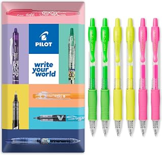 PILOT G-2 07 Neon Gel Ink Rollerball Pen, Envelope Pack of 6 | Smear-Free Writing, Cushioned Ergonomic Grip, Convenient Click Mechanism