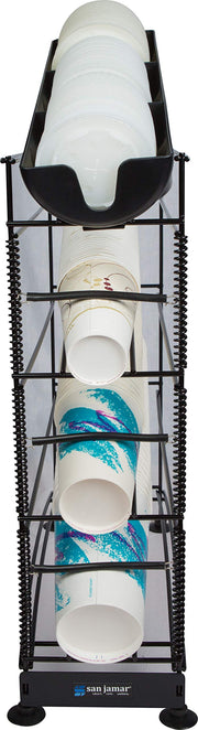 San Jamar 4 Tiers / Open Frame / Black Food Dispensers