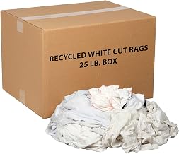 Global Industrial 25 Lb. Box Recycled Cut Rags, White, General Purpose