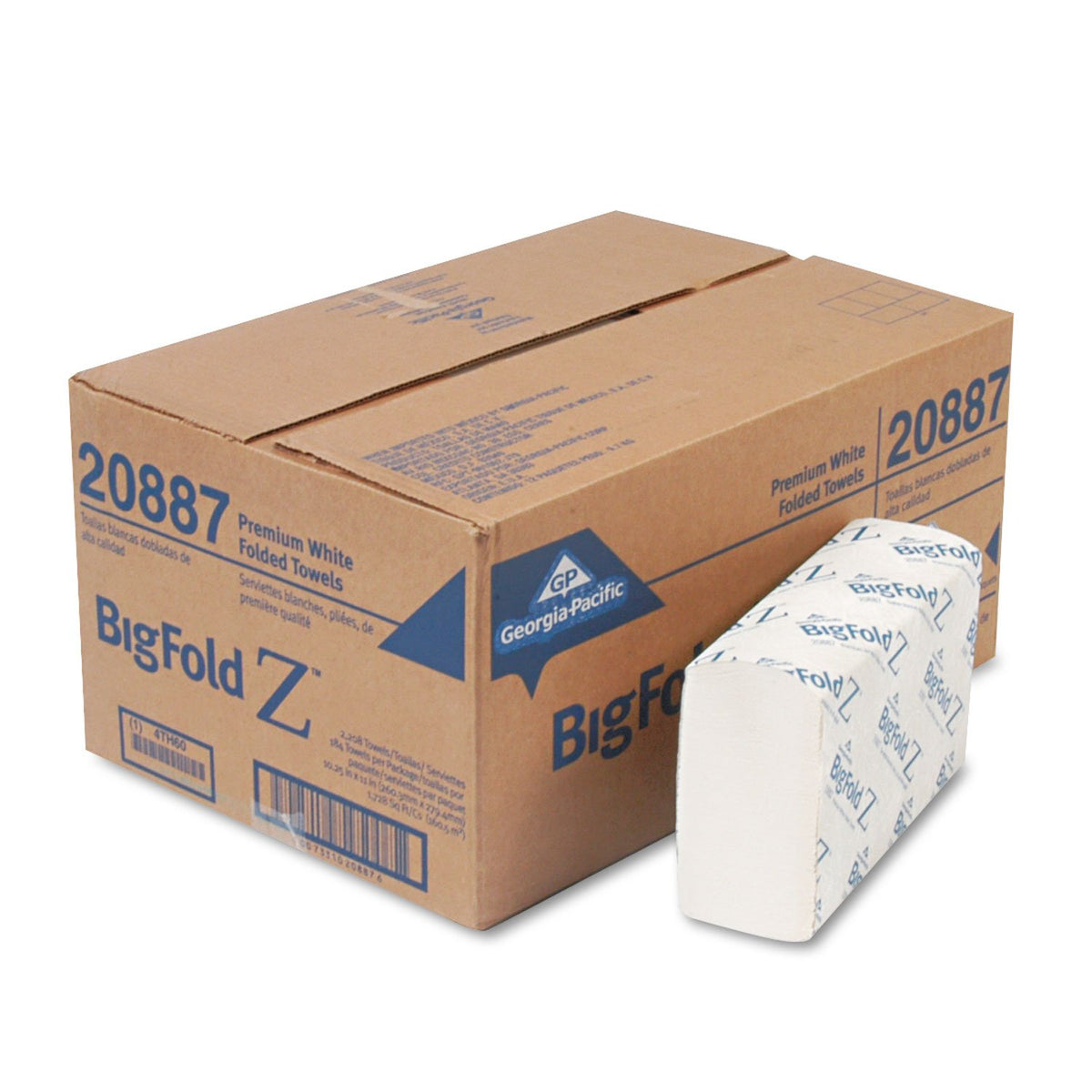BigFold Z 20887 Paper Towels – 10-2/5"x10-4/5", 220 Towels/PK 10PK/CT, White