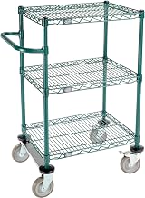 Nexel 3 Shelf Cart, Poly-Green, 24" L x 18" W x 40" H, Polyurethane Rigid Casters