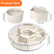 AYauGamA Rotating Divided Serving Tray, 6 Compartments with Lid and Handle, White