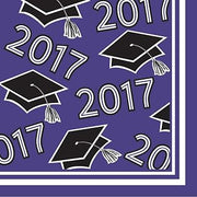 Creative Converting 360 Count Class of 2017 Paper Beverage Napkins for Graduation Party, Purple