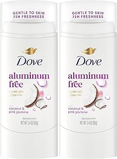Dove Deodorant Stick for 72 Hour Odor Protection Coconut & Pink Jasmine Aluminum Free 2.4 oz (Pack of 2)