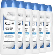 Suave Advanced Healing Hand & Body Lotion for Women With Ceramides for Very Dry Skin, Hydrating, Non-Greasy, Allergen-Free Moisturizing Cream, Lightly Scented, 18 FL OZ, 6 Pack