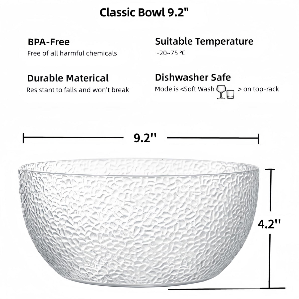 Qxbekmor Acrylic Serving Bowls, 118 oz, Clear, Set of 2