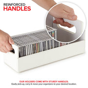 CD Storage Box by Stock Your Home – 17.73 x 6.25 x 5.5 inches, Faux Leather, White