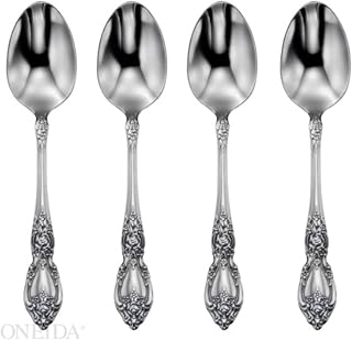 Oneida Wordsworth Dinner Spoons Silverware Set for 4, Flatware | 18/0 stainless steel, mirror finish | dishwasher safe | great for soup or everyday dining, cutlery set