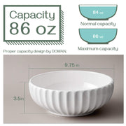 DOWAN Serving Bowls, 86 oz Ceramic Set, Pumpkin Shape, White