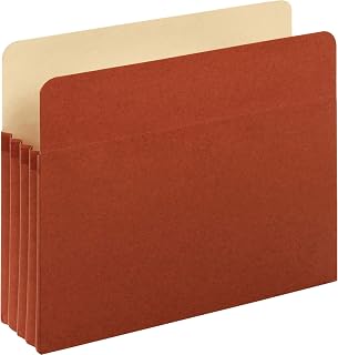 Pendaflex File Pockets, Letter Size, Red Fiber, 3.5" Expansion, 5/PK (51524E5)