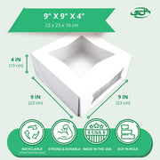SOUTHERN CHAMPION TRAY 9" x 9" x 4" / White Window / White Bakery Take Out Containers
