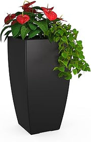 Mayne Kobi 38in Self-Watering Modern Tall Square Planter, Black | Self-watering, All season, Fade resistant, Double-wall design, 15-year warranty