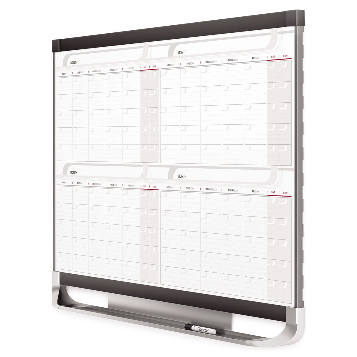 Dry Erase Calendar Board by Quartet – 48"W x 36"H, Cotton, Black, Model 4MCP23P2