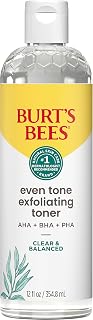 Burt's Bees Clear and Balanced Even Tone Liquid Face Exfoliator, Gentle Exfoliator Reduces Look of Pores and Improves Uneven Pigmentation, 12 Oz