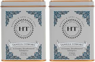 Harney & Sons Tea Decaffeinated, Great Present Idea, Vanilla Comoro, 1.4 oz Tin (20 Sachets) (Pack of 2)