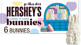 HERSHEY'S Cookies 'n' Creme Polka Dot Bunnies, Easter Candy Packs, 1.2 oz (6 Count)
