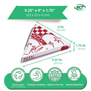 SCT 07196 Paperboard White Pizza Slice Clamshell Food Container with "Gourmet Pizza" Print – 9-1/4" Length x 9" Width x 1-11/16" Height (Case of 400)