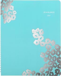AT-A-GLANCE 2026 Appointment Book Planner, Weekly & Monthly, 8.5" x 11", Hourly, Large, Wild Washes, Teal (523-905-26)