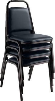 (4 Pack) NPS Vinyl Upholstered Stack Chair by National Public Seating – 17.5 x 22 x 32 inches, Vinyl, Midnight Blue, Pack of 4, Model 9104-B-CN