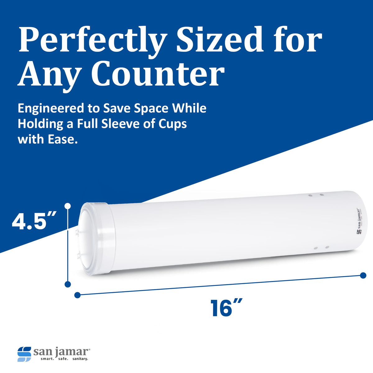 Cup Dispenser by San Jamar – 4-10 oz, 0.0 ounces, Plastic, White, Model C3165WH
