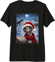 Xmas Dinosaurs Moon Night Starry Themed Emu Bird Christmas Premium Tri-Blend T-Shirt