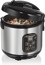 Hamilton Beach Digital Programmable Rice Cooker & Food Steamer, 8 Cups Cooked (4 Uncooked), With Steam & Rinse Basket, Stainless Steel (37518)