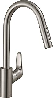 hansgrohe M4116-H240 Kitchen Tap 240, Pull-Out Spray, Hose Box, 150° Swivel Range, stainless steel