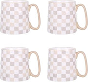 10 Strawberry Street Bella Neutral Check Mug, Set of 4