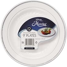 WNA RSM91210WSPK Masterpiece Plastic Dinnerware, White/Silver, 9", 10/Pack