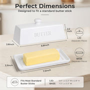Wertioo Ceramic Butter Dish With Lid, Classic White