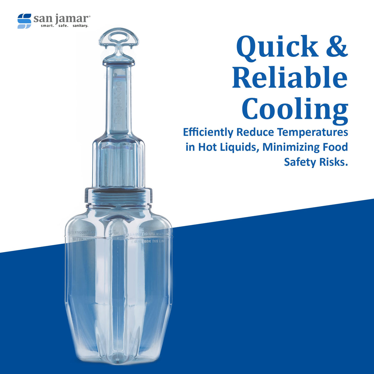 Food Cooling Paddle by San Jamar – 64 oz., 64.0 ounces, Polycarbonate Plastic, Blue, Model RCU64V2