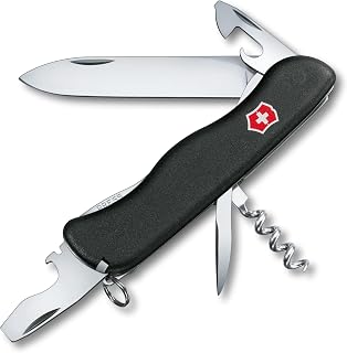 Victorinox Picknicker Swiss Army Knife, 11 Function Pocket Tool - Black | Swiss made multi-tool with large lock blade, corkscrew, bottle opener, and screwdriver for outdoor picnics or camping