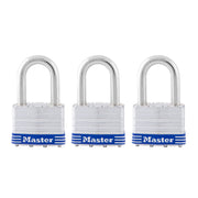 5TRILFPF Outdoor Padlock with Key by Master Lock – 3 Pack, Alloy Steel, Silver, Pack of 3