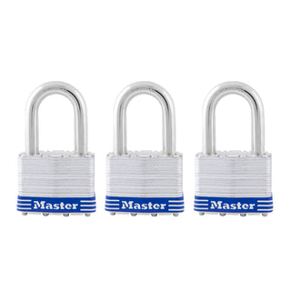 5TRILFPF Outdoor Padlock with Key by Master Lock – 3 Pack, Alloy Steel, Silver, Pack of 3