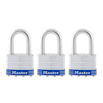 5TRILFPF Outdoor Padlock with Key by Master Lock – 3 Pack, Alloy Steel, Silver, Pack of 3