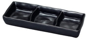 Black Pearl-2 New Triple Sauce Dish by Yanco – Large, Melamine, Black, Model BP-4033