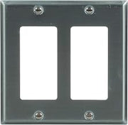 Eaton 93402 Standard Size Stainless Steel 2-Gang Decorator Wallplate, Satin Brush Finish
