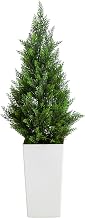 Nearly Natural 45in. UV Resistant Artificial Cedar Tree in White Tower Planter (Indoor/Outdoor)