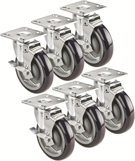 Krowne BC-135 Casters, 3" with Brakes, (Set of 6), Plate, Raises Unit 4"​​‌‌​​‍​​‌‌‌‌‍​​‌​‌‌‍​​​‌‌‌‍​​‌‌​​‍​​‌​‌‌‍​​‌‌‌‌​‍​​​‌‌‌‍​​‌‌‌​​‍​​​‌‌​