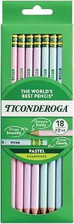 Ticonderoga Wood-Cased Pencils, No 2, Soft, Assorted Pastel, Pack Of 18 Pencils