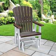 American Furniture Classics Model 515BZWT Fan Back Glider in Brazilian Walnut Woodgrain with a White Base, Made in The USA