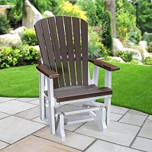 American Furniture Classics Model 515BZWT Fan Back Glider in Brazilian Walnut Woodgrain with a White Base, Made in The USA