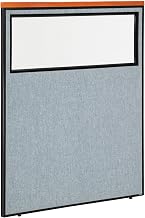 Global Industrial 48-1/4"W x 61-1/2"H Deluxe Office Partition Panel with Partial Window, Blue
