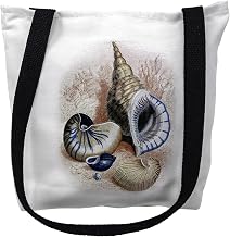 Betsydrake TY003S 13 x 13 in. Four Shells Tote Bag - Small Black