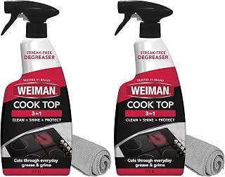 Weiman Daily Cooktop Cleaner with Microfiber Cloth Included for Glass Ceramic and Induction Cook Tops, 22oz (Pack of 2)