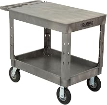 Global Industrial Industrial Strength Plastic 2 Flat Shelf Service & Utility Cart, 44â€ x 25-1/2â€, 8" Pneumatic Wheels