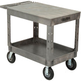 Industrial Strength Plastic 2 Flat Shelf Service & Utility Cart by Global Industrial – Plastic, Gray, Model 800329N